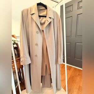 Vintage Alligator Wool Warmer Long Coat Beige Tan Trench Size 36 43” Length